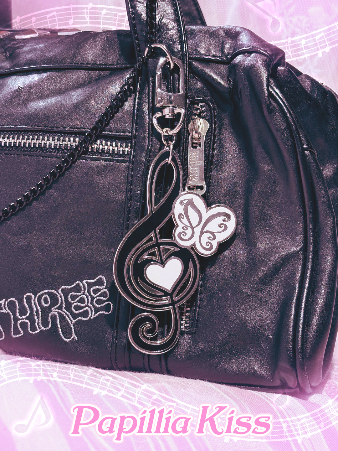 Music To My Heart Keychain / Bag Charm (Black & White)