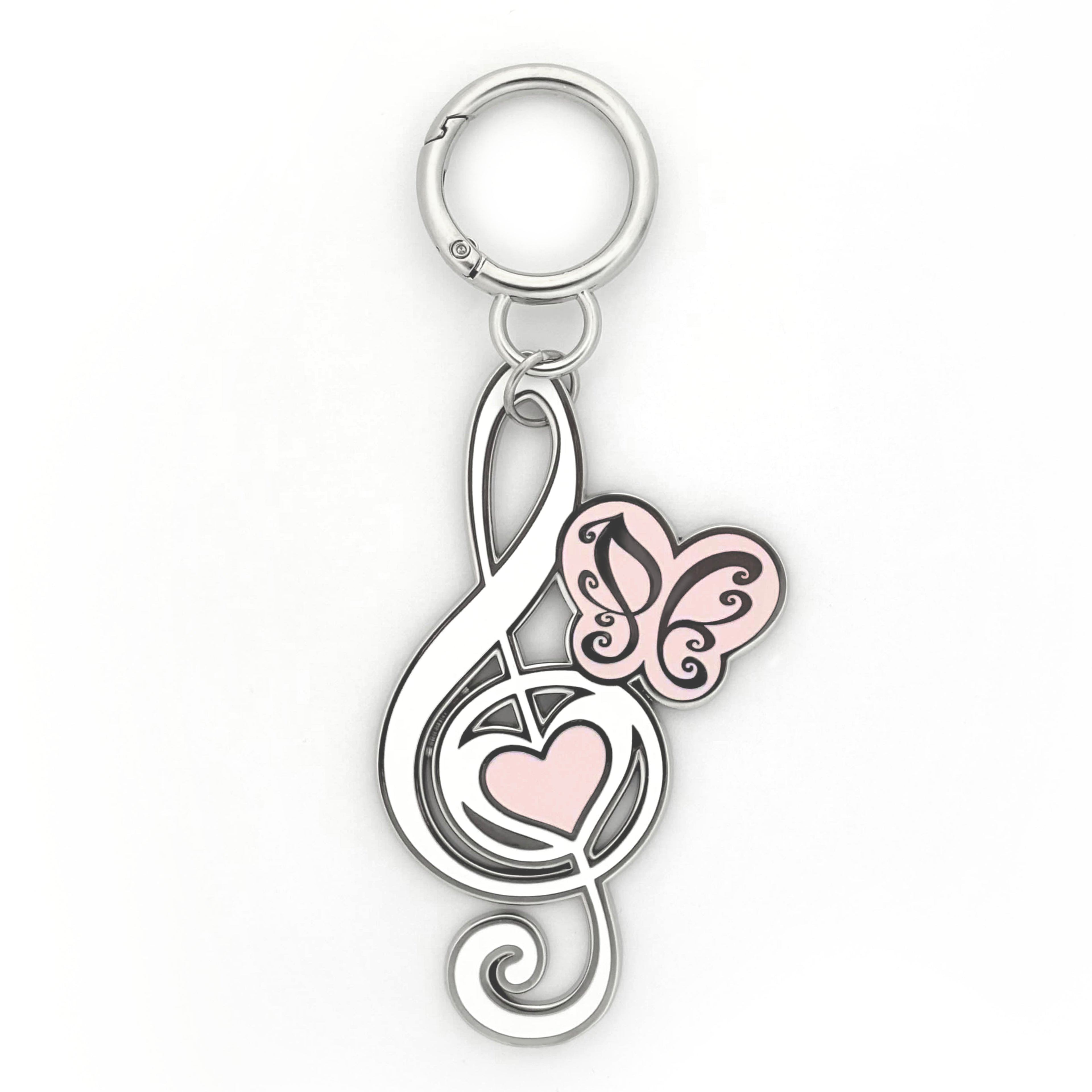 Music To My Heart Keychain / Bag Charm (White & Pink)