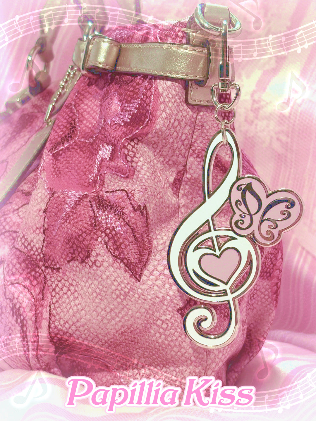 Music To My Heart Keychain / Bag Charm (White & Pink)