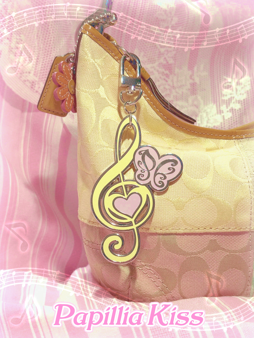 Music To My Heart Keychain / Bag Charm (Yellow & Pink)